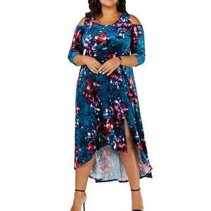 Petite Plus Size Printed Cold-Shoulder Dress